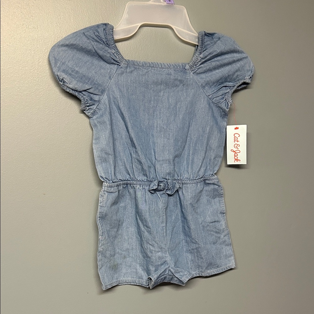 Cat & Jack Light Blue Girls' Short Sleeve Shorts Romper